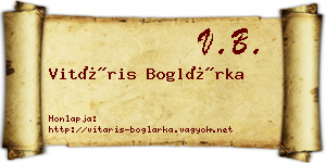 Vitáris Boglárka névjegykártya